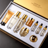 Détail coffret soins coréens bave escargot - Kit 9 produits hydratants collagène K-beauty routine visage