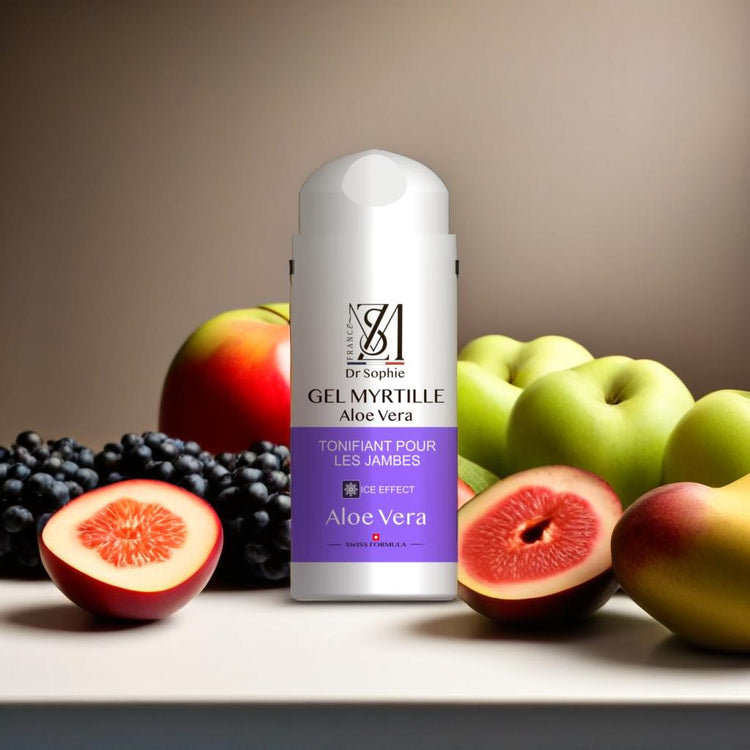 Gel rafraîchissant jambes lourdes 100ml - Tonifiant myrtille aloe vera effet ice circulation