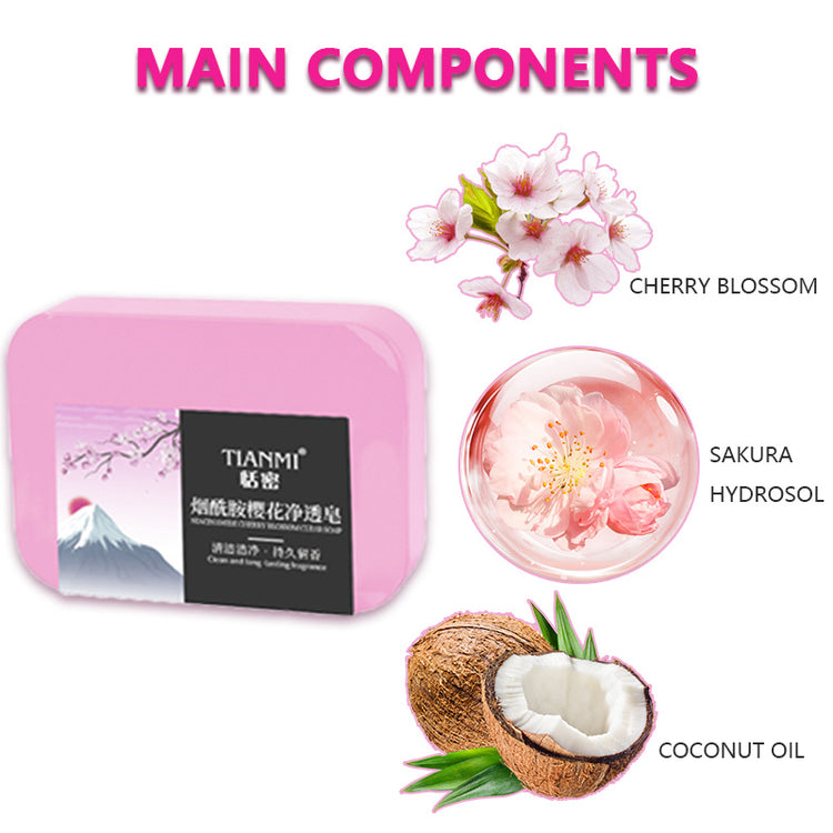 Pain de savon fleur de cerisier K-beauty - Nettoyant visage corps peaux sensibles - Soin doux apaisant naturel