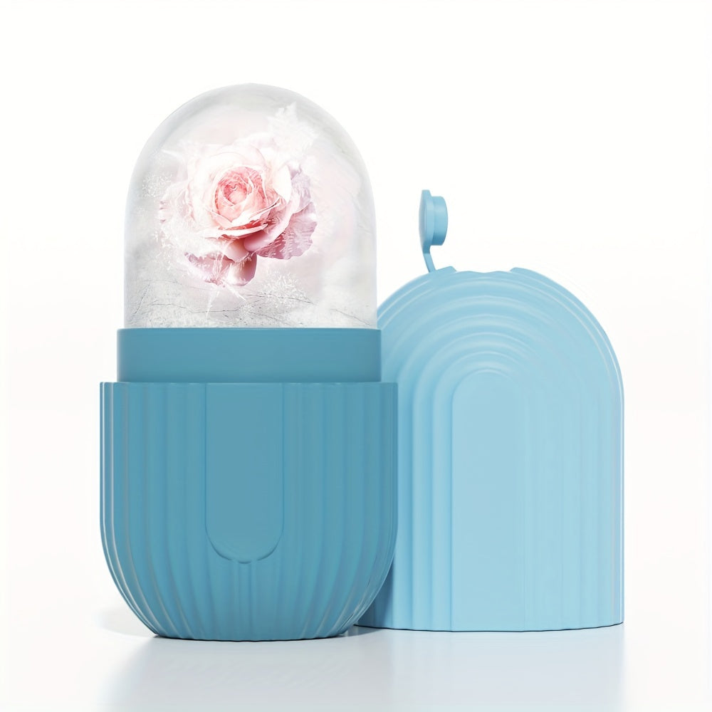 Rouleau de glace facial en silicone - Outil massage beauté anti-poches éclat de la peau - Réutilisable étanche sans électricité
