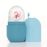 Rouleau de glace facial en silicone - Outil massage beauté anti-poches éclat de la peau - Réutilisable étanche sans électricité