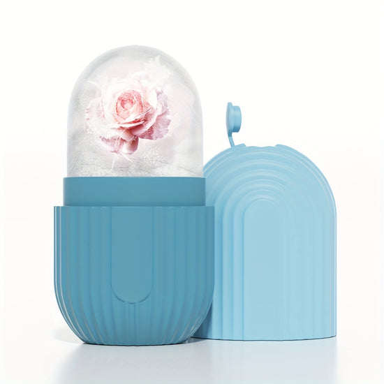 Rouleau de glace facial en silicone - Outil massage beauté anti-poches éclat de la peau - Réutilisable étanche sans électricité