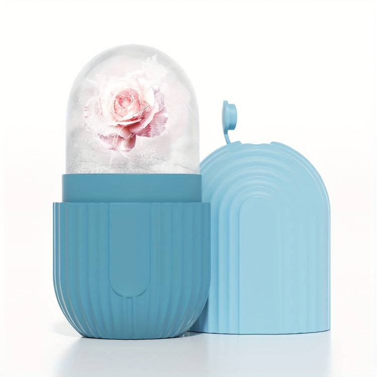 Rouleau de glace facial en silicone - Outil massage beauté anti-poches éclat de la peau - Réutilisable étanche sans électricité