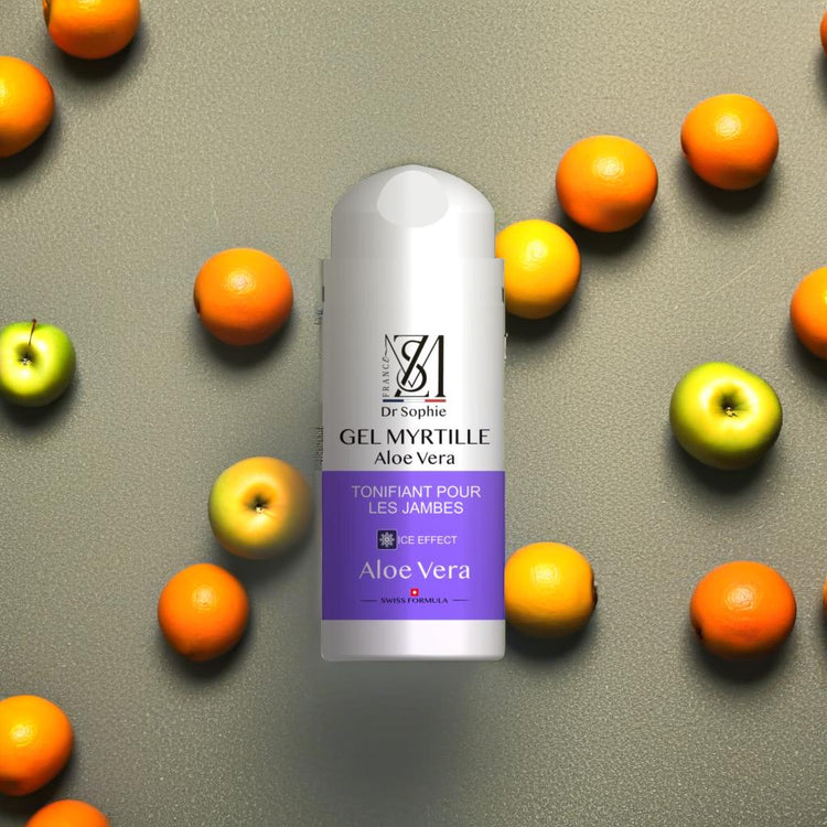 Soin jambes lourdes effet glacé 100ml - Gel tonifiant myrtille aloe vera soulagement immédiat