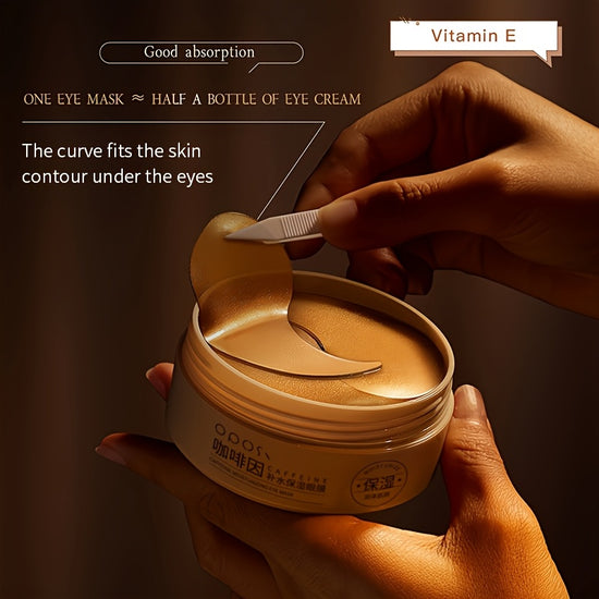 Boîte 60 patchs yeux caféine peptide Oposi - Masques gel raffermissants acide hyaluronique collagène - Soin hypoallergénique anti-poches