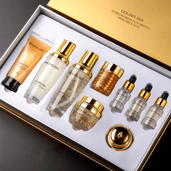 Détail coffret 9pcs soins K-beauty collagène acide hyaluronique - Set hydratant anti-rides tous types de peaux

