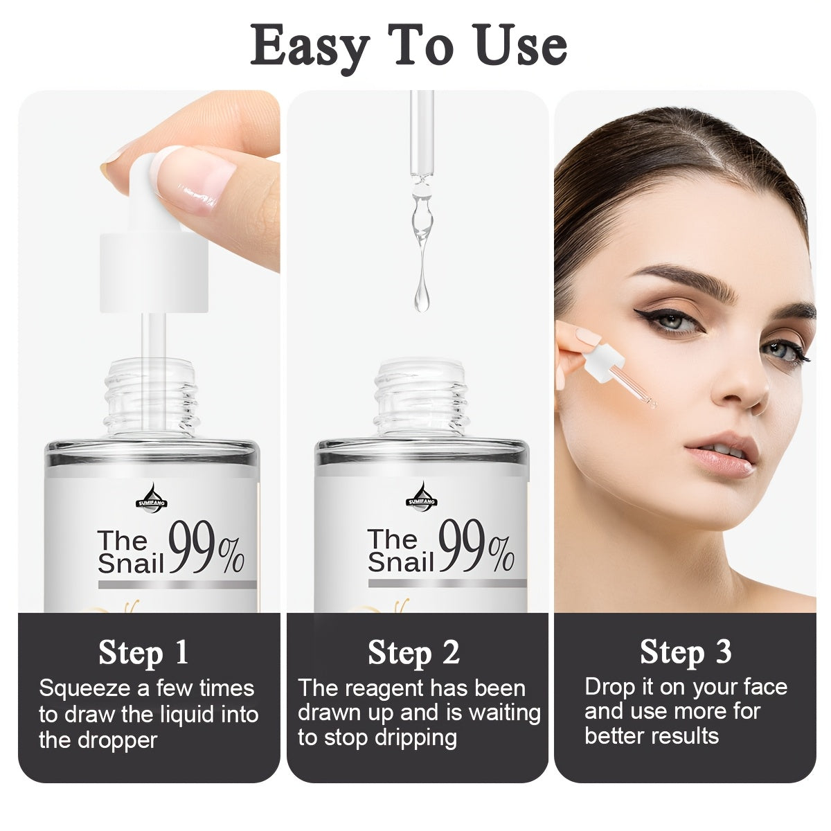 Flacon sérum SUMIFANG bave escargot 100ml - Soin visage hydratant aloe vera vitamine C - Essence anti-âge coréenne
