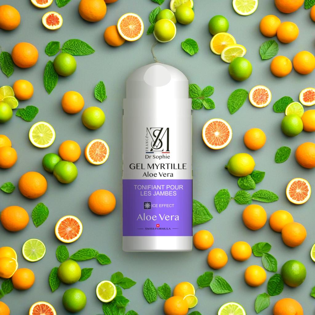 Gel effet froid jambes fatiguées 100ml - Soin tonifiant myrtille aloe vera légèreté immédiate
