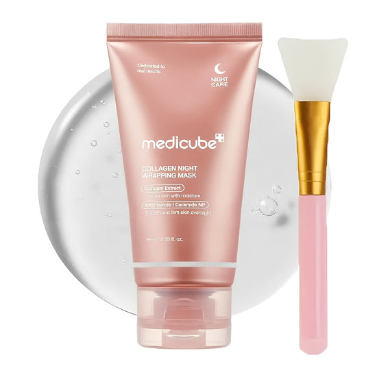 Masque de nuit Médicube collagène 75ml avec pinceau - Soin élasticité et hydratation visage - Sleeping mask K-beauty
