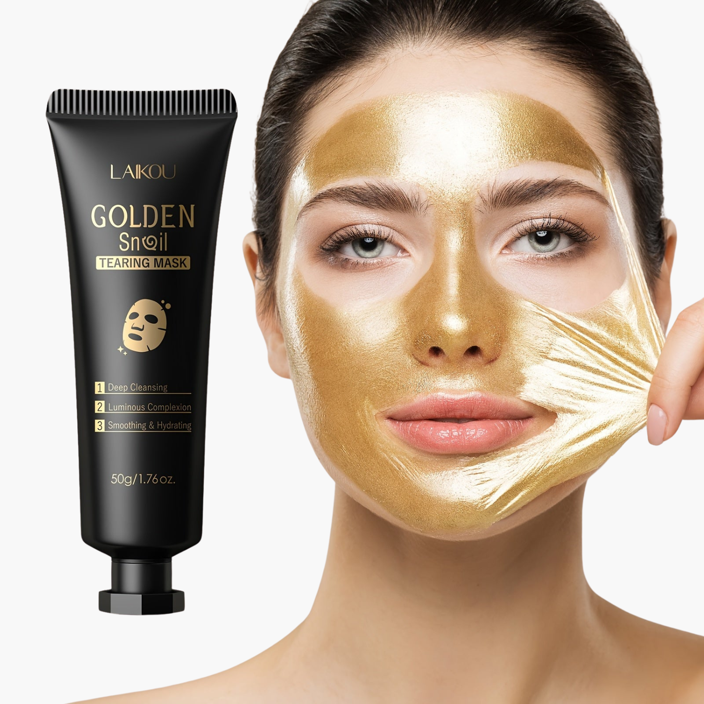 Masque peel-off doré LAIKOU 50g - Masque nettoyant hypoallergénique à la glycérine - Tous types de peaux sans formaldéhyde