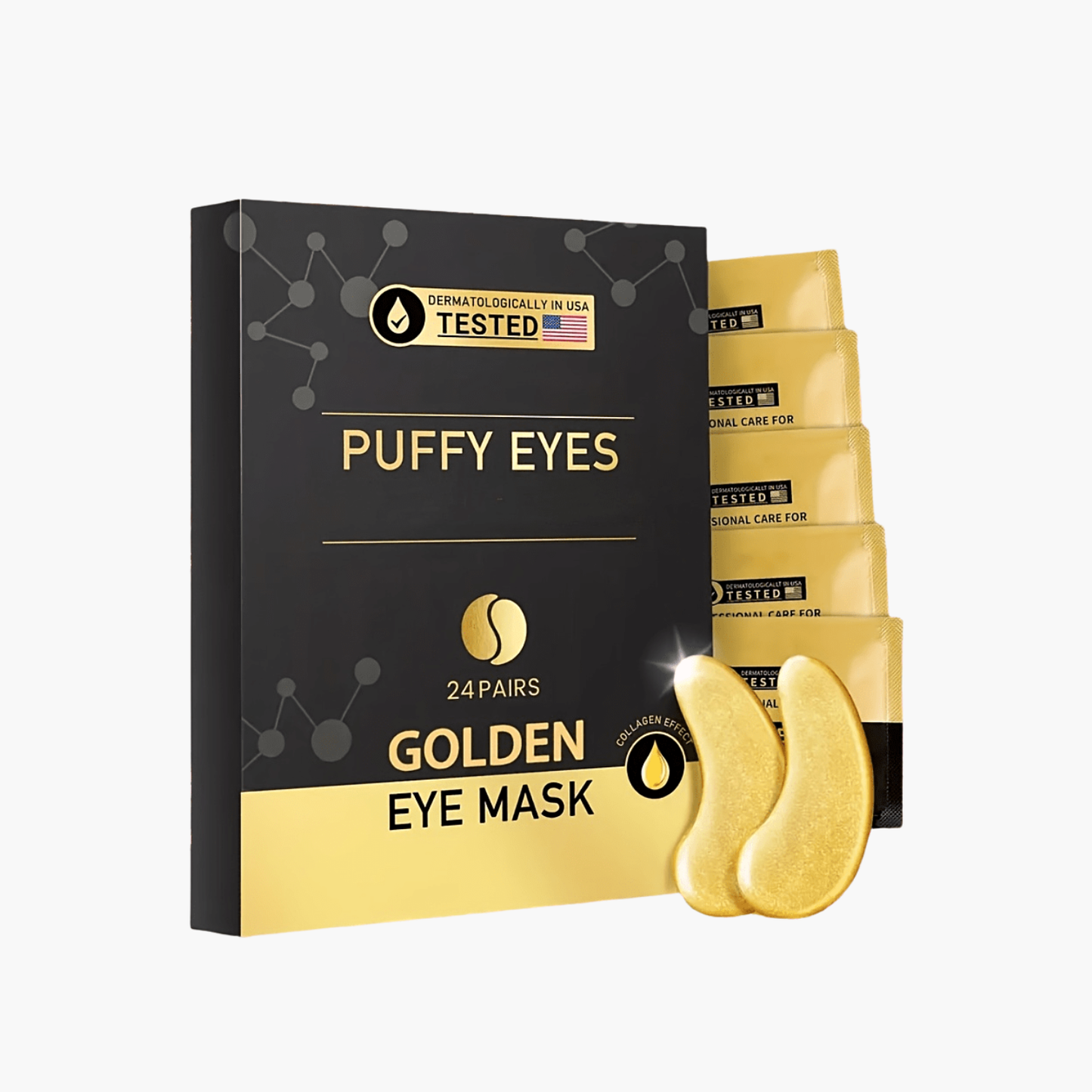 Masque yeux or collagène 24 paires - Anti-rides hydratant K-beauty patchs contour yeux cernes poches or 24 carats
