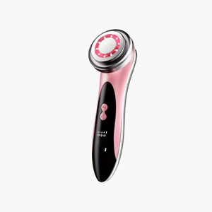 Masseur facial 4-en-1 rechargeable USB rose et blanc - Appareil de beauté portable multifonction pour soins du visage femme
