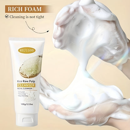 Nettoyant visage coréen son de riz naturel - Gel exfoliant hydratant vegan K-beauty - Soin démaquillant doux
