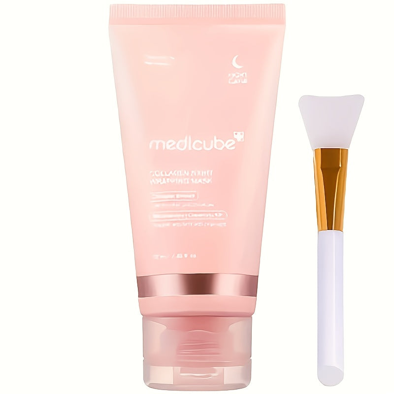 Packaging masque nuit Médicube collagène avec pinceau - Soin élasticité hydratation 75ml - Sleeping mask anti-âge
