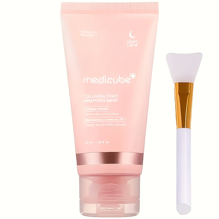 Packaging masque nuit Médicube collagène avec pinceau - Soin élasticité hydratation 75ml - Sleeping mask anti-âge
