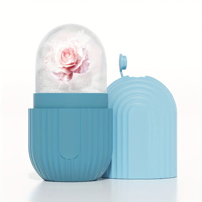 Rouleau de glace facial en silicone - Outil massage beauté anti-poches éclat de la peau - Réutilisable étanche sans électricité
