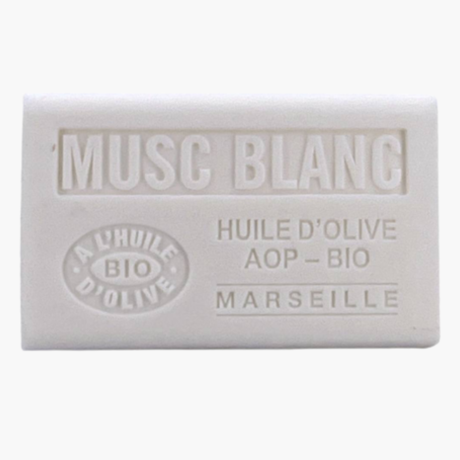 Savon bio artisanal à l'huile d'olive AOP parfum musc blanc - Fabrication provençale naturelle