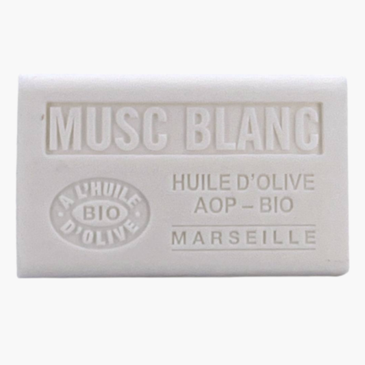 Savon bio artisanal à l'huile d'olive AOP parfum musc blanc - Fabrication provençale naturelle