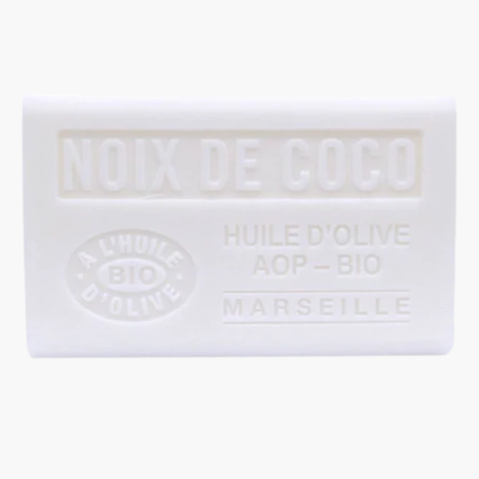 Savon bio artisanal à l'huile d'olive AOP parfum noix de coco - Fabrication provençale naturelle 125g
