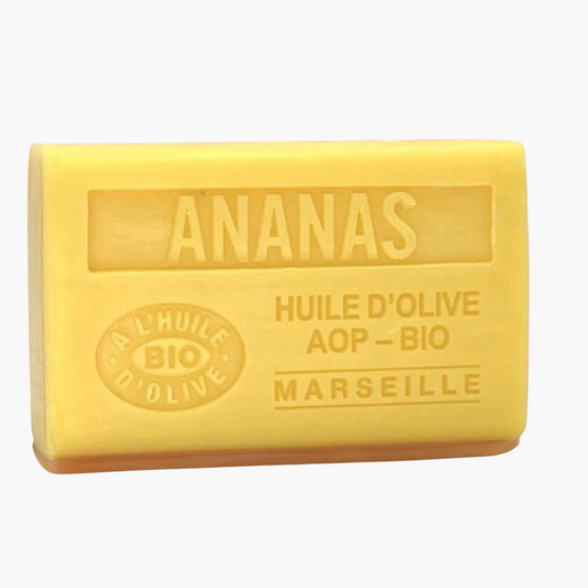 Savon naturel bio parfum ananas et huile d'olive AOP - Produit artisanal de Provence fait main 125g