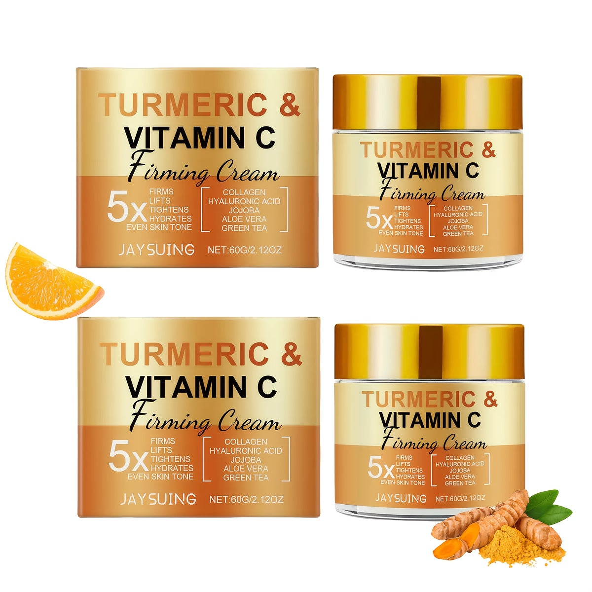 Texture crème raffermissante curcuma vitamine C - Soin visage coréen boost collagène anti-âge K-beauty
